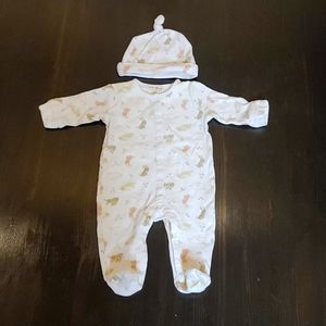 Organic cotton onesie with beanie. Bunny print,Rabbit Bear brand Size 3-6 months
